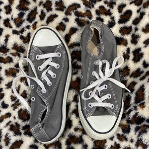 Gray Canvas Sneakers with White Laces